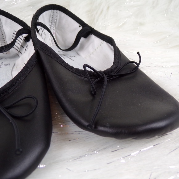 Girls Black Ballet Dance Flat Shoes - Picture 3 of 6
